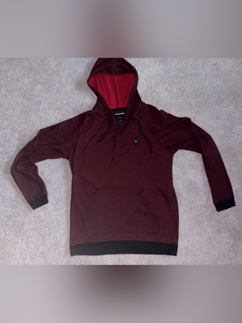 RVCA Marina Henley Pullover Hoodie Burgundy Maroon Long Sleeve Size
Large